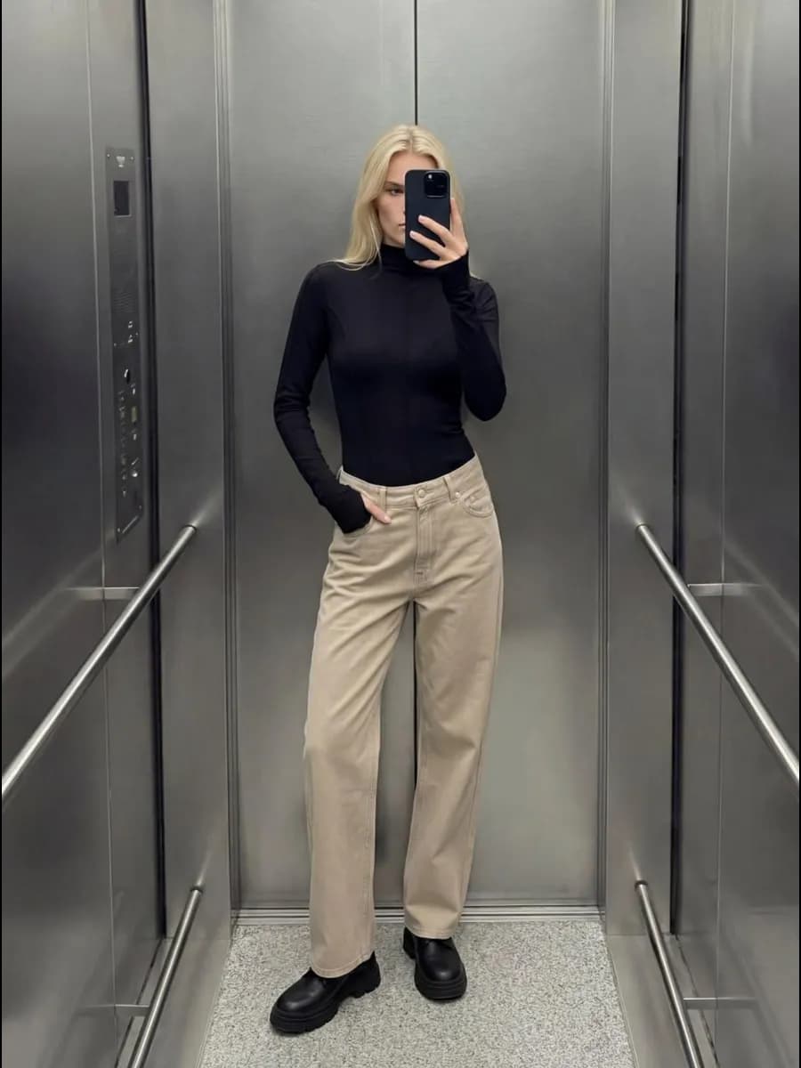 Джинсы прямые трубы на низкой посадке