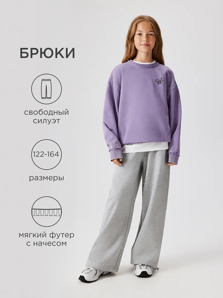 Брюки спортивные оверсайз с резинками и начесом