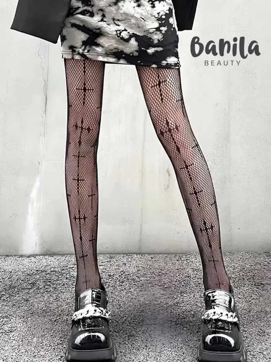 Колготки в сеточку с рисунком