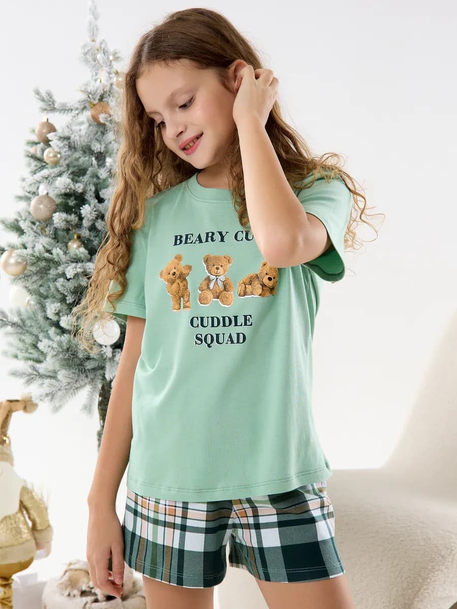 Пижама с шортами и футболкой с коротким рукавом домашняя