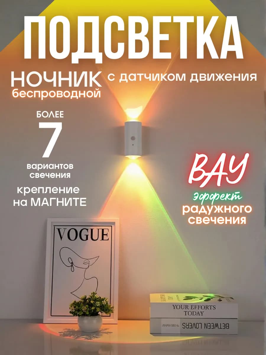 Ночник на стену беспроводной с датчиком движения
