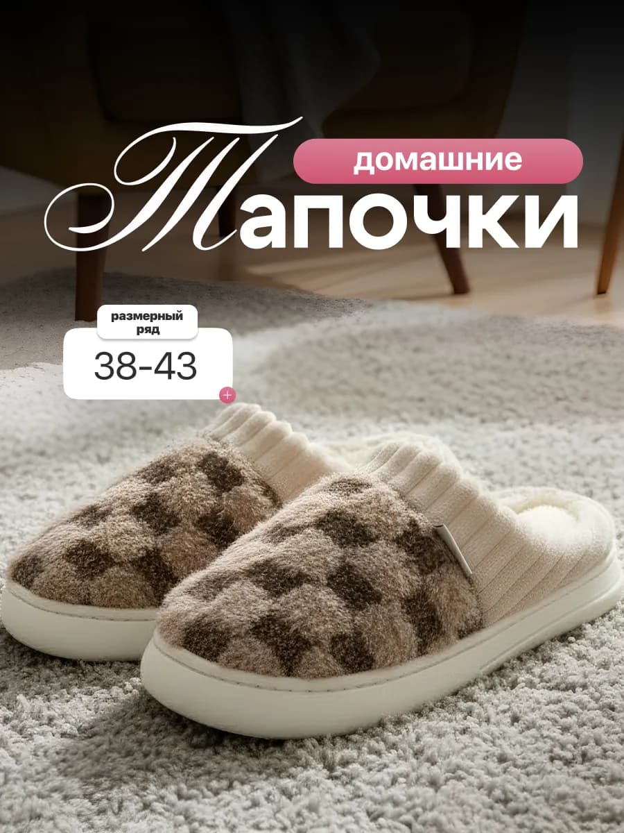 Тапочки домашние закрытые теплые