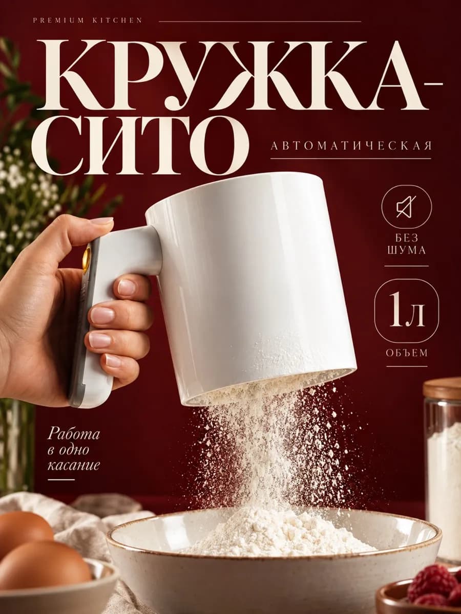 Кружка сито для просеивания муки автоматическая