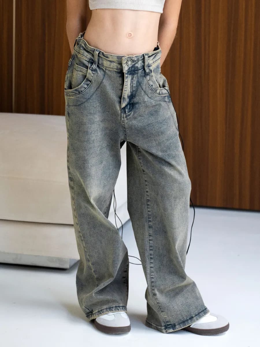 Джинсы для девочки брюки свободные Y2K