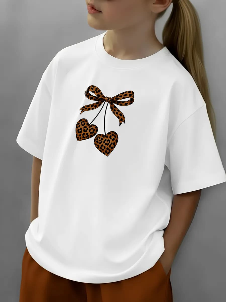 Футболка повседневная светящаяся хлопок с принтом сердце