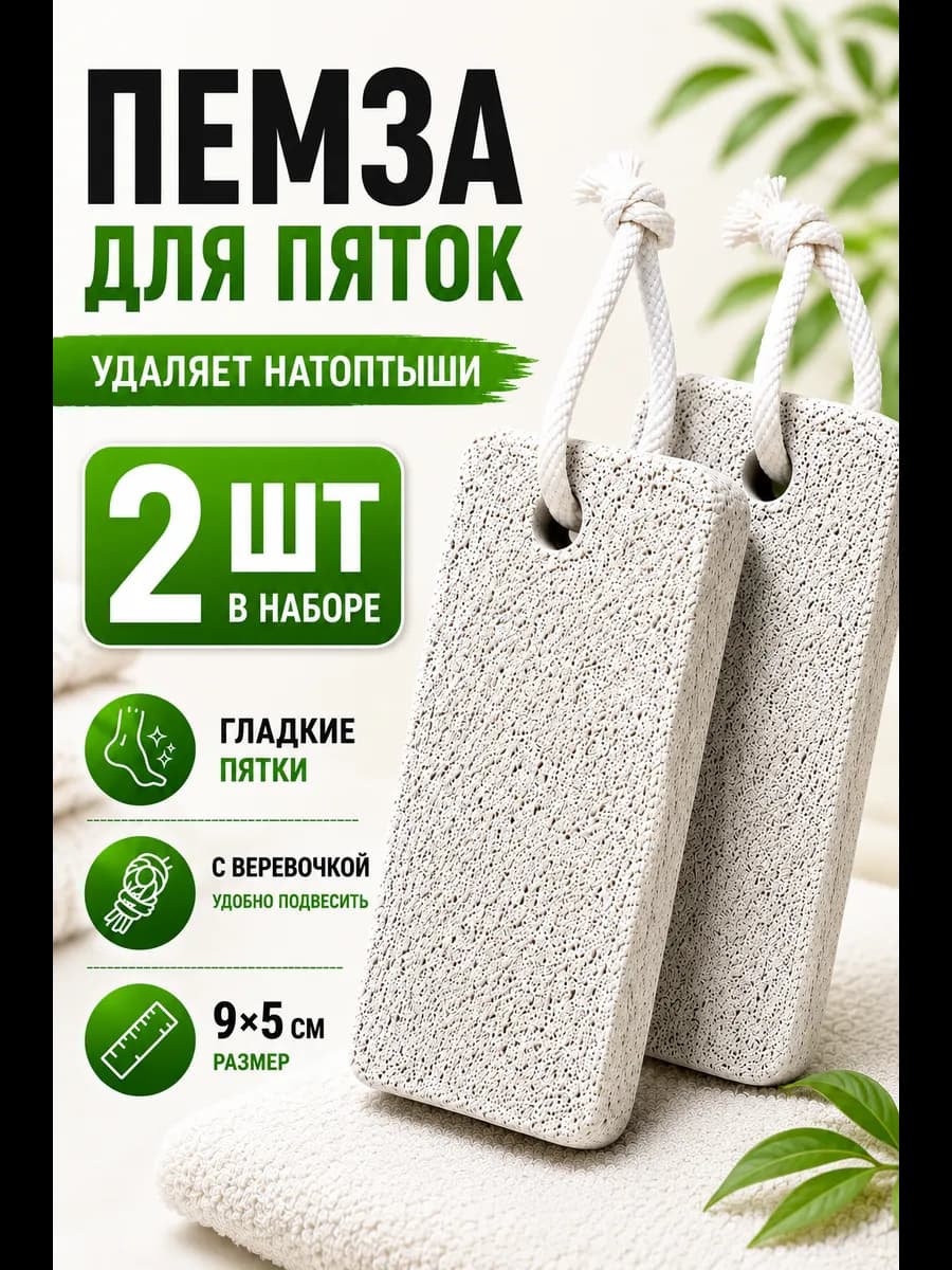 Пемза для ног и пяток камень от натоптышей и мозолей 2 шт