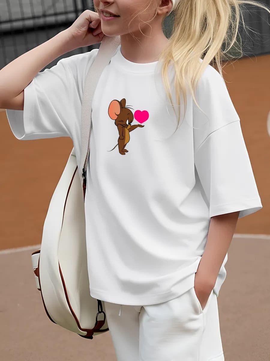 Футболка повседневная светящаяся хлопок с принтом Джерри