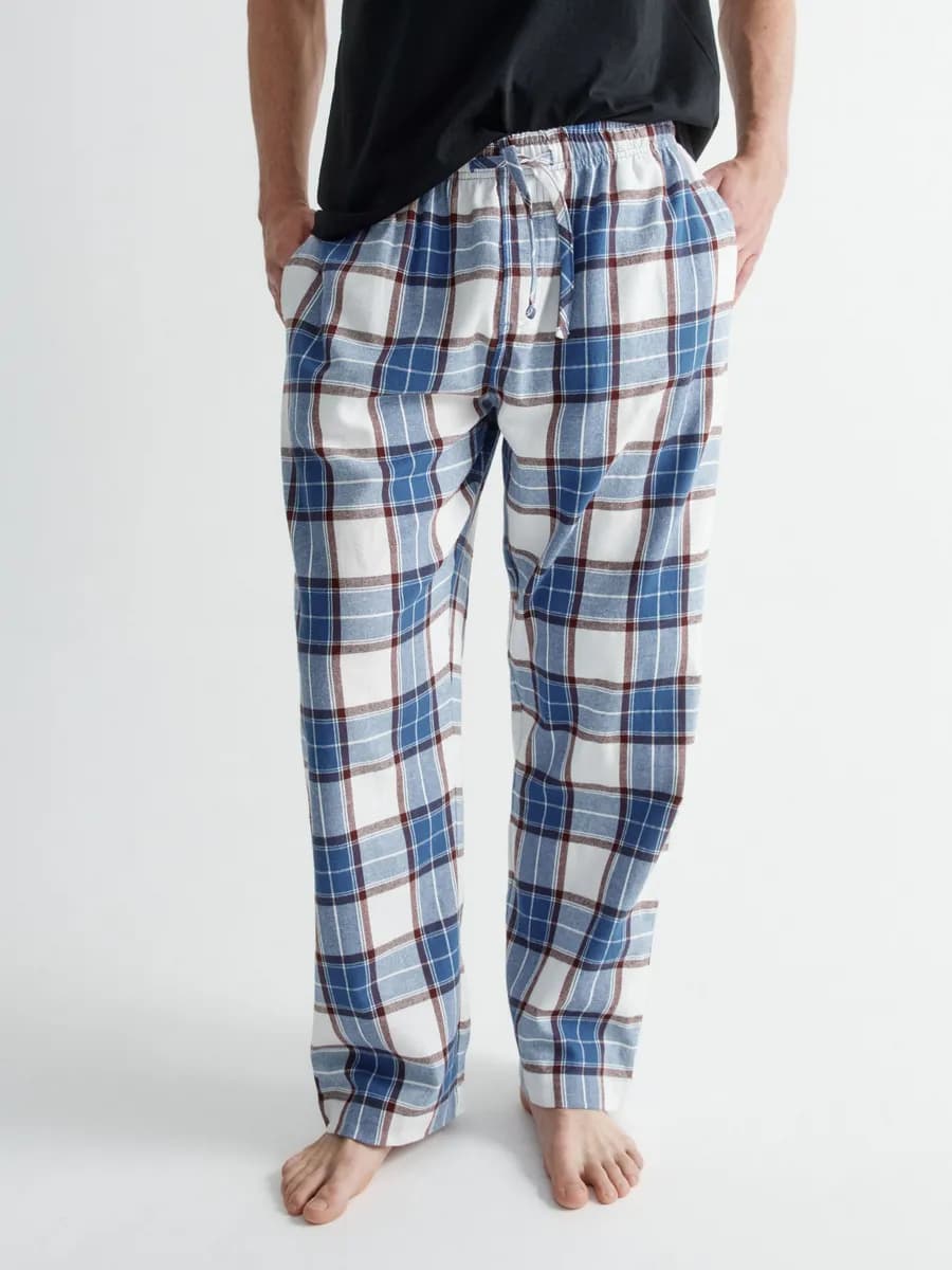 Пижамные брюки домашние фланелевые в клетку новогодние