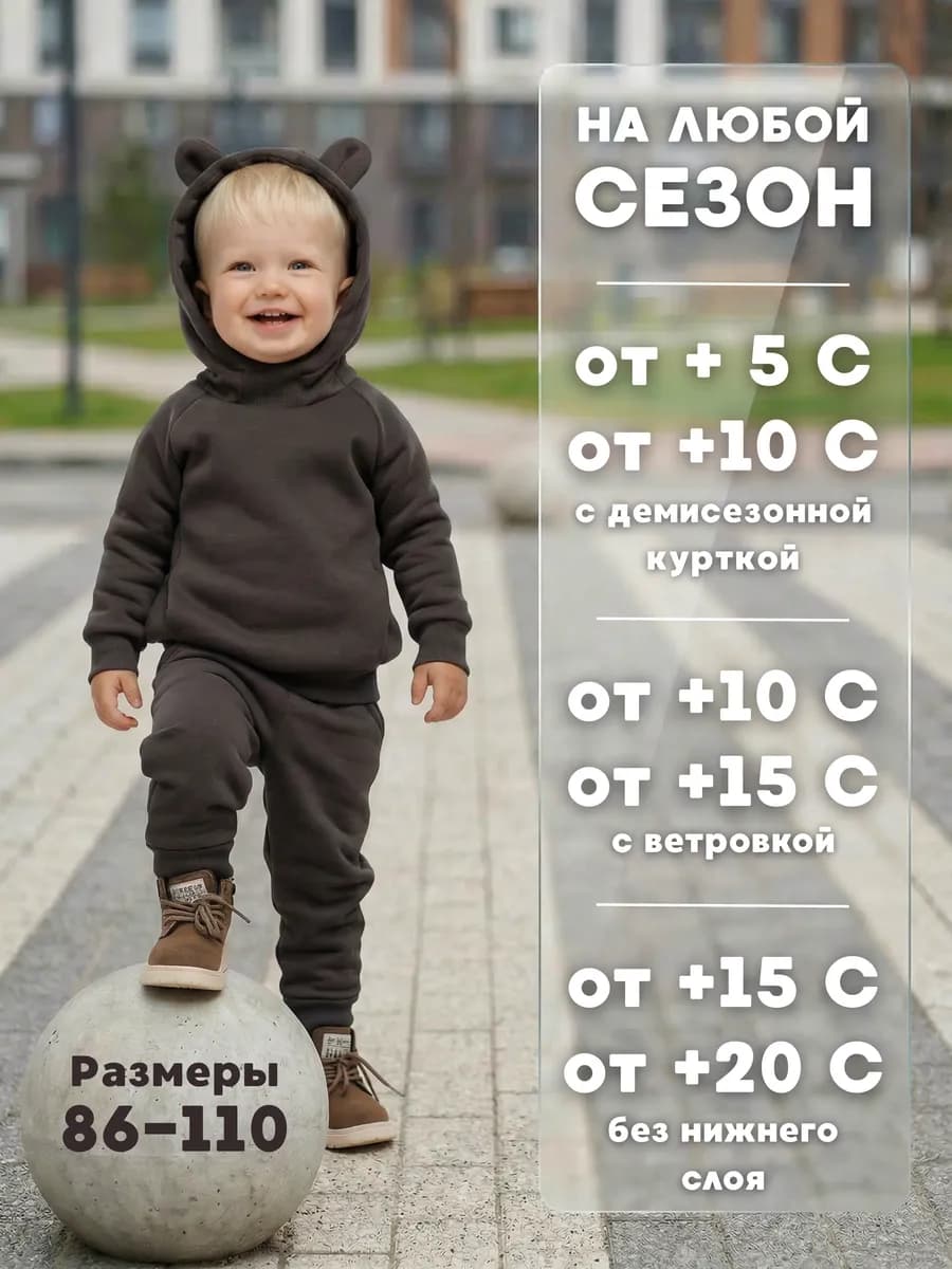 Теплый спортивный костюм детский футер с флисом - начес