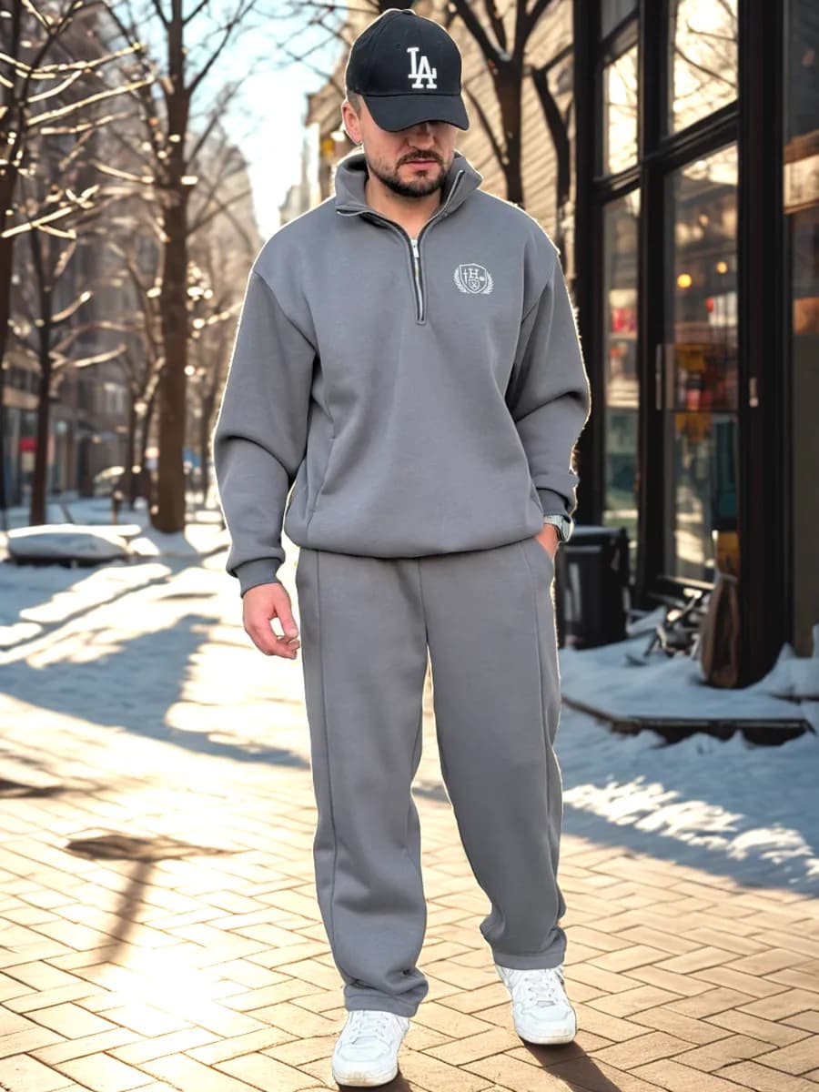 Old money Спортивный костюм спорт-шик теплый полузамок