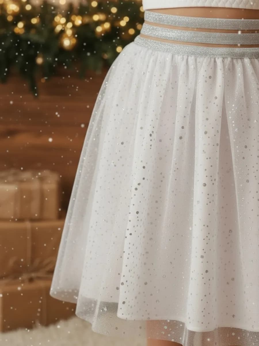 Юбка новогодняя фатиновая нарядная снежинка