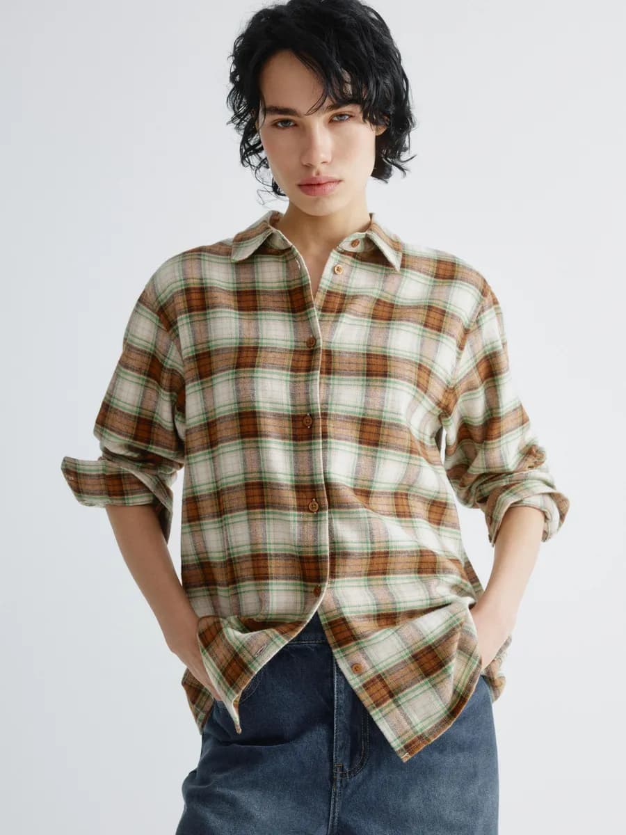 Хлопковая рубашка оверсайз в клетку