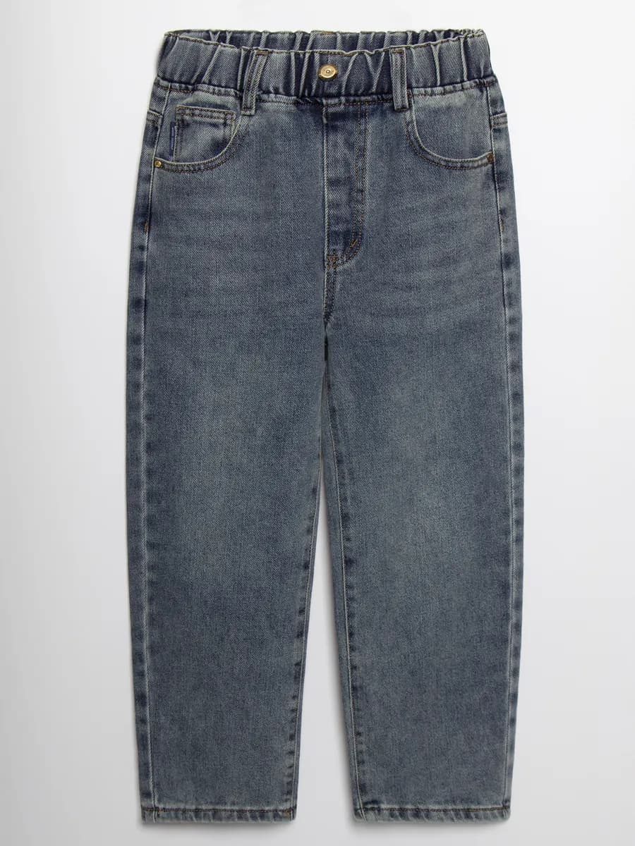 Джинсы прямые свободные серые на резинке