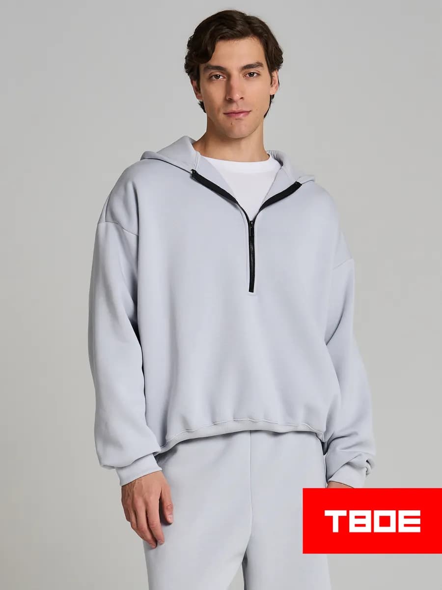 Теплая half zip толстовка с начесом