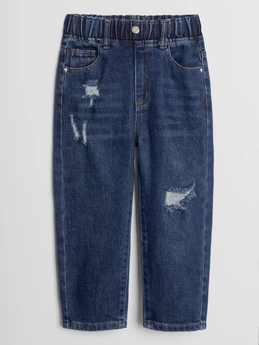 Джинсы багги на резинке подростковые