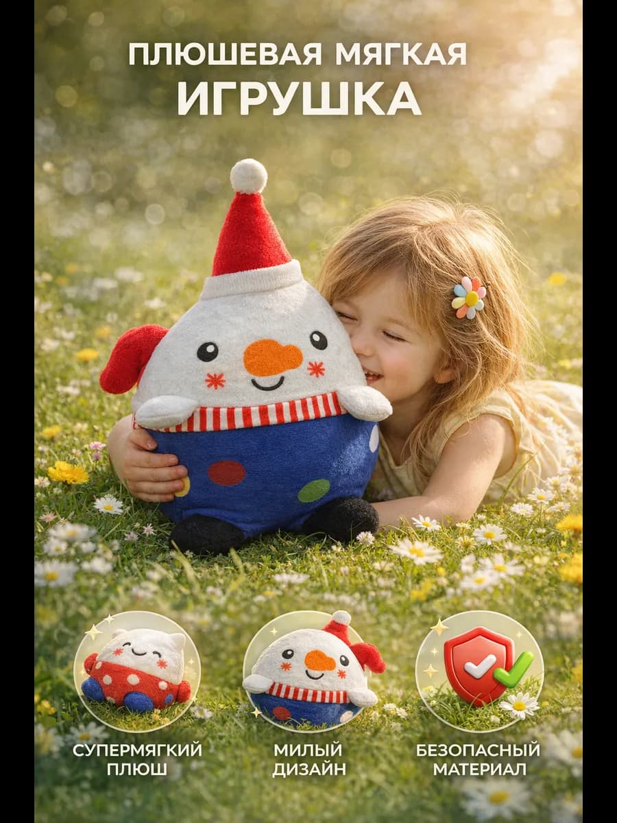 Мягкая игрушка Снеговичек новогодний 25см под елку