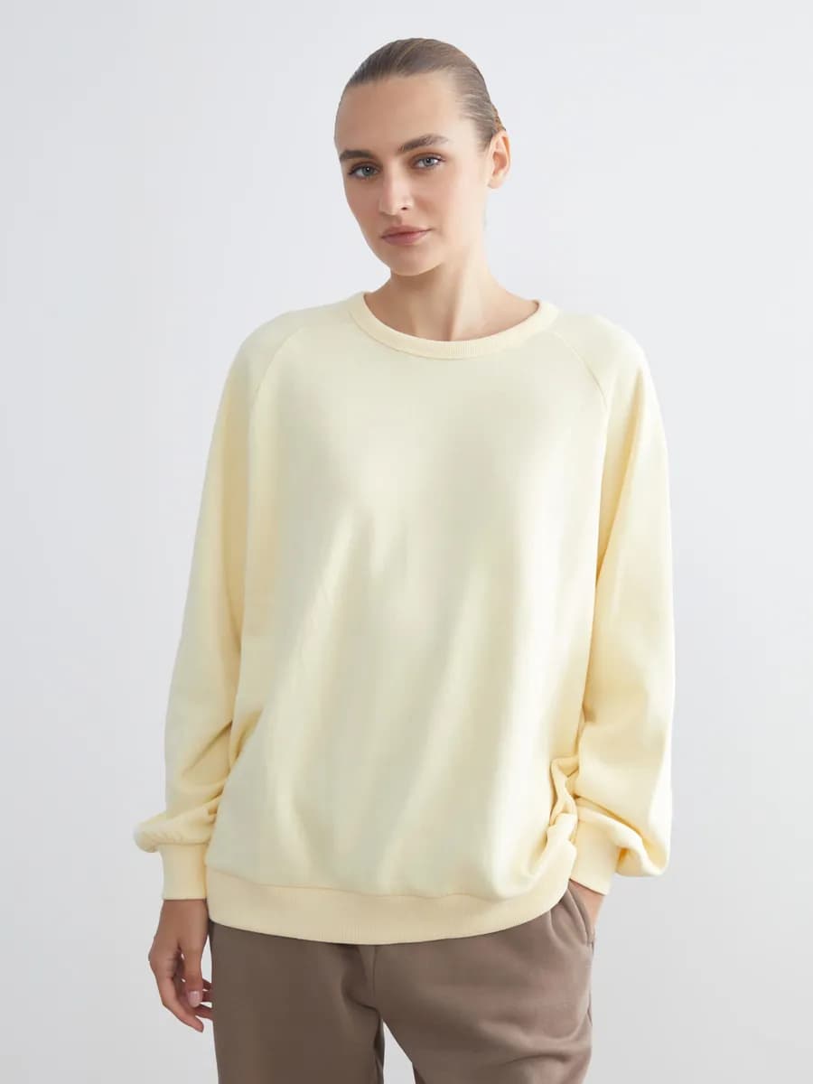 свитшот оверсайз с круглым вырезом для женщин