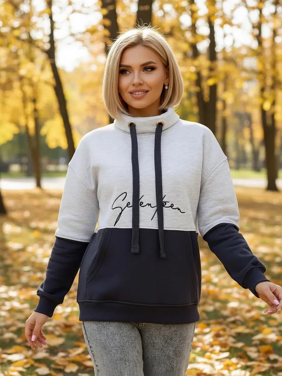 Худи с воротником стойкой