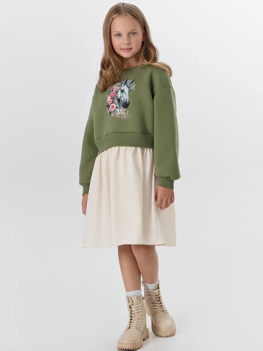 Платье свитшот с начесом с юбкой