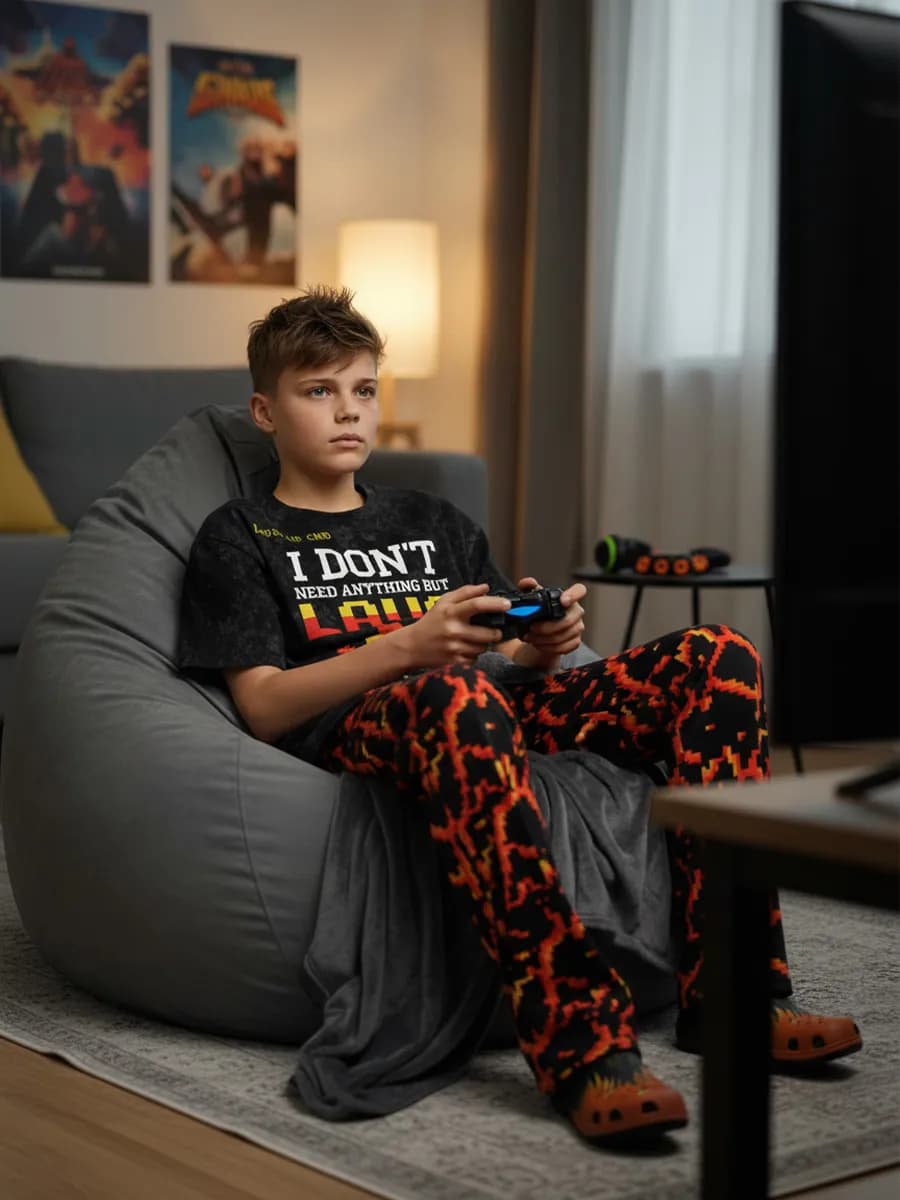 Пижама для мальчика подростка оверсайз с принтом - фото 1