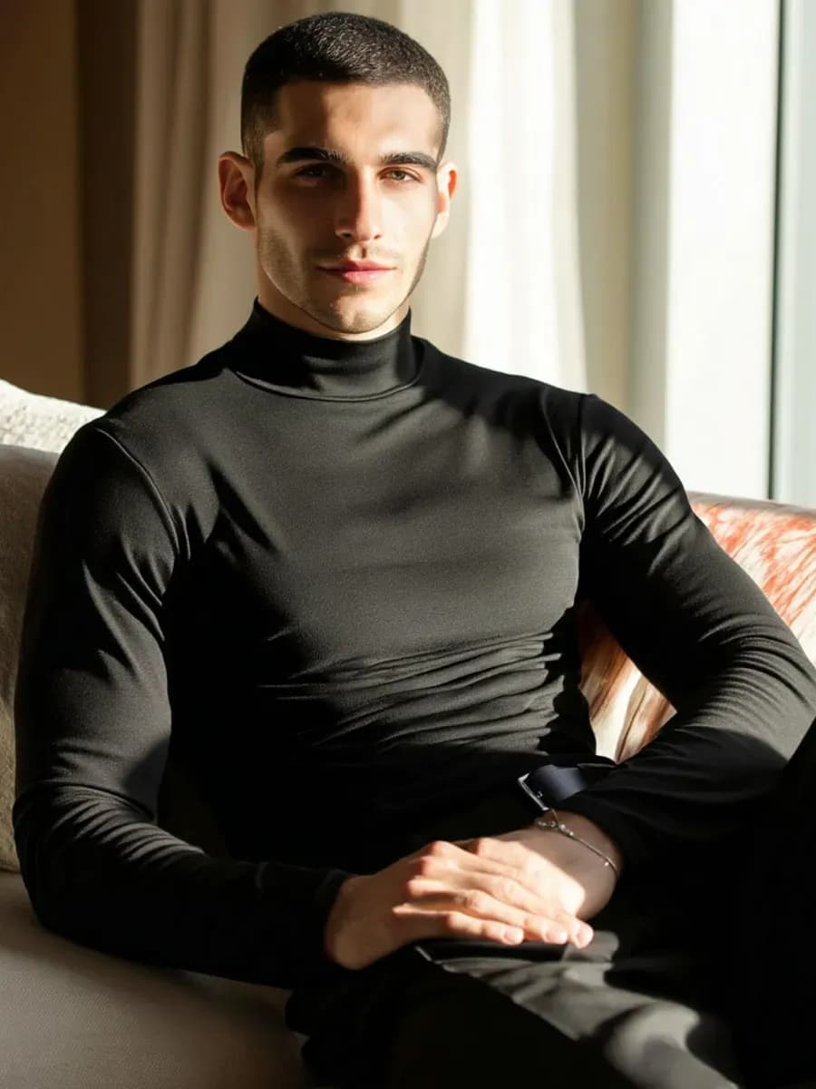 Водолазка с горлом базовая хлопковая классическая облегающая - фото 1