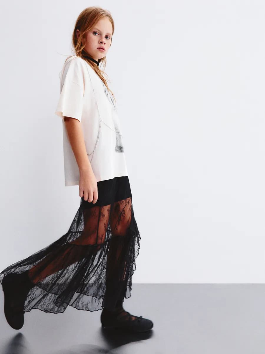 Кружевная юбка длинная черная