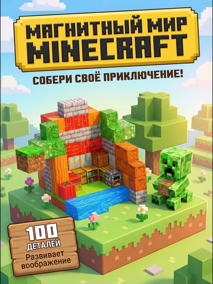Магнитный конструктор 100 деталей аналог minecraft - фото 1