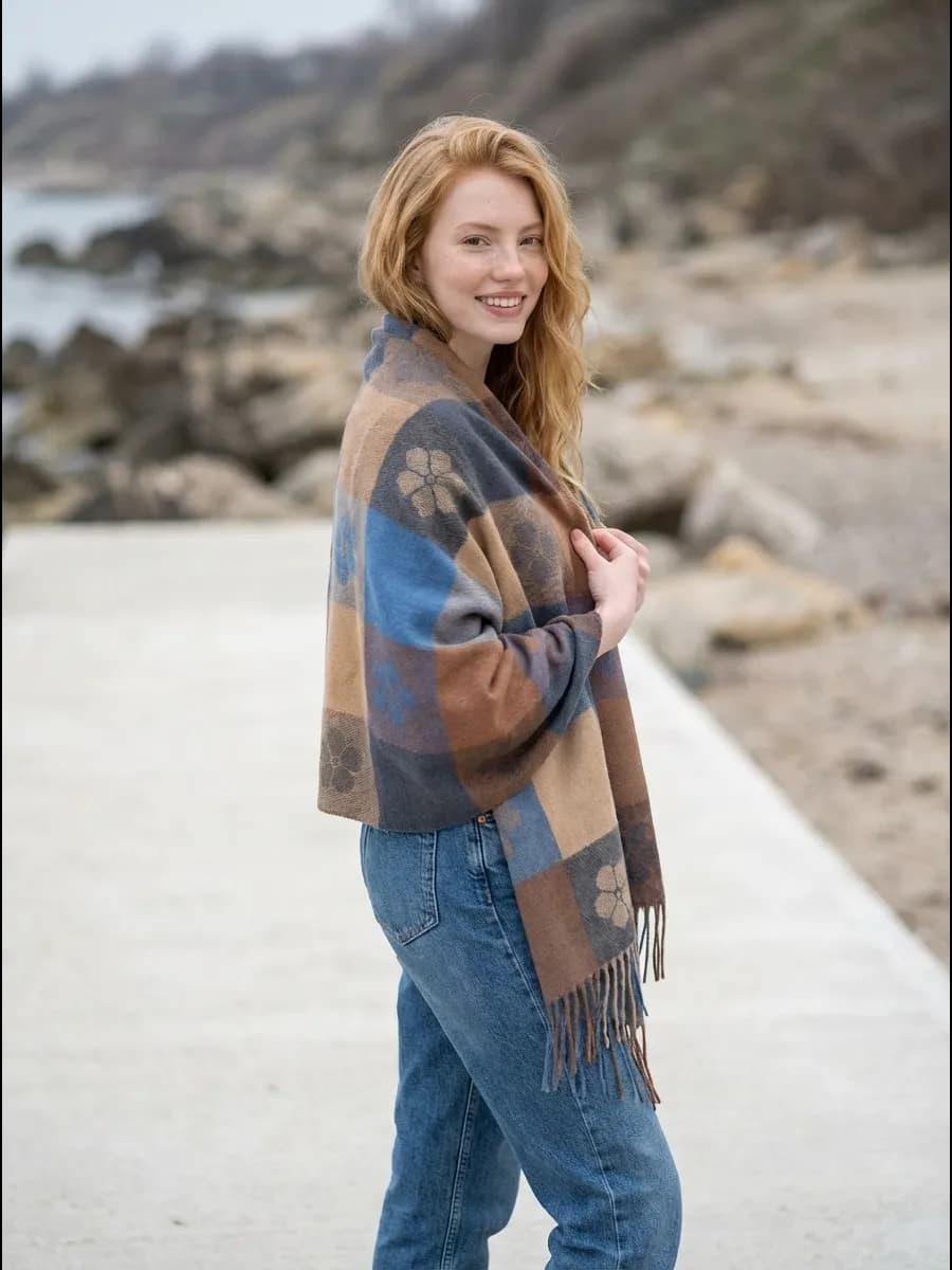 Палантин кашемир теплый шарф - фото 1