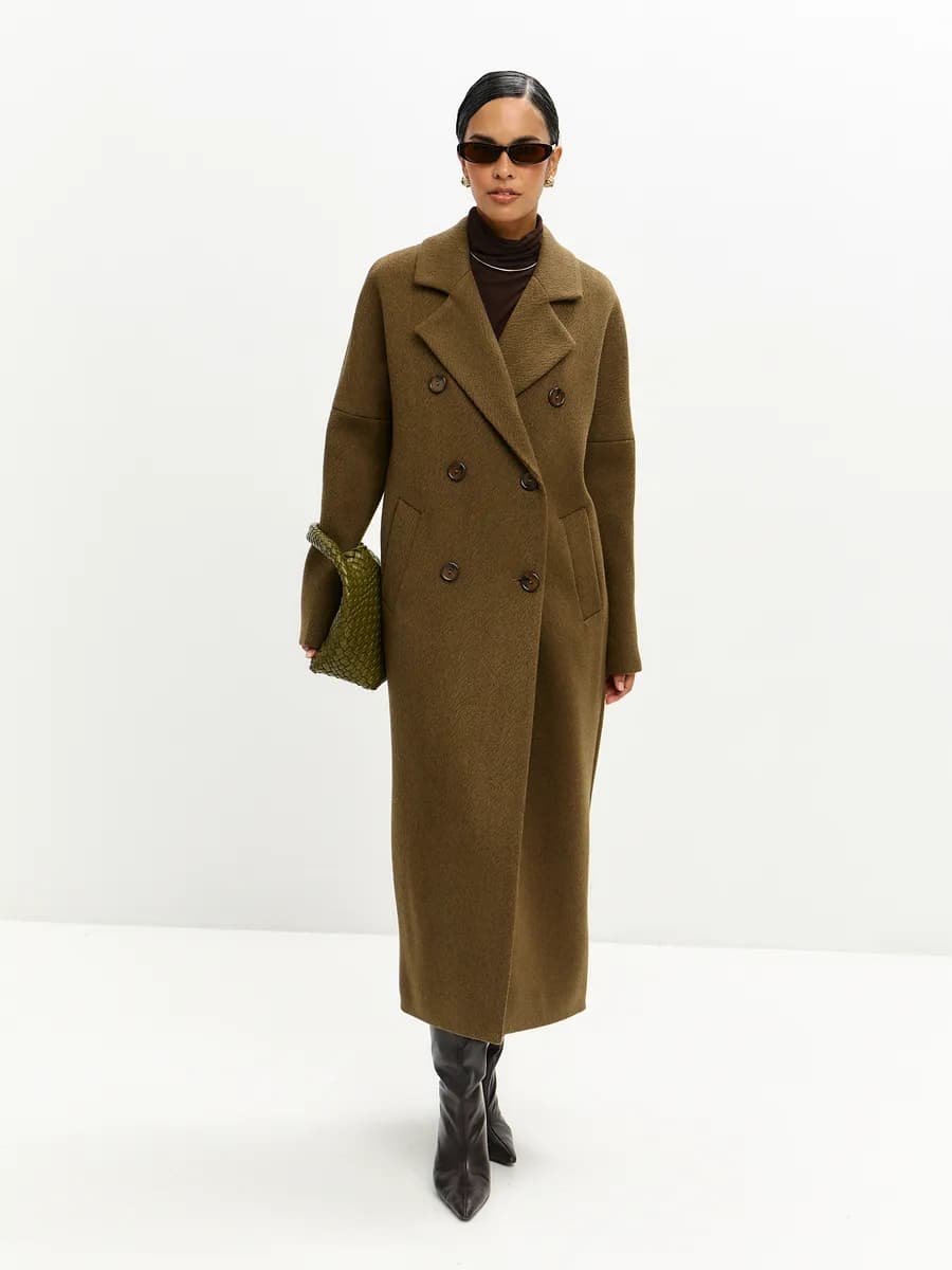 Пальто шерстяное весна-осень длинное