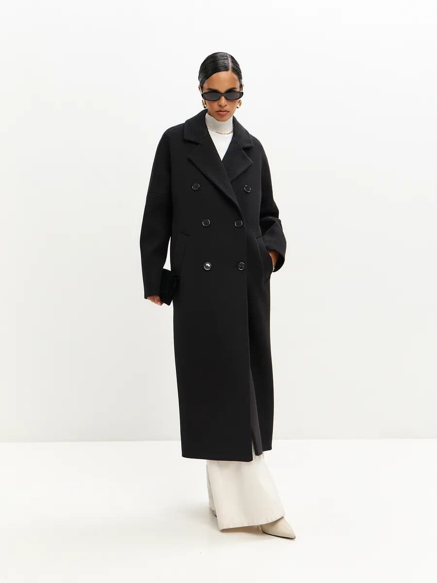 Пальто шерстяное весна-осень длинное