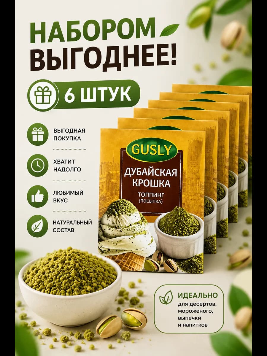 Дубайская крошка Фисташковая мука (150 грамм) 6 уп