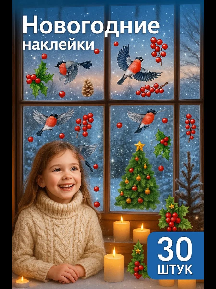 Новогодние наклейки на окна
