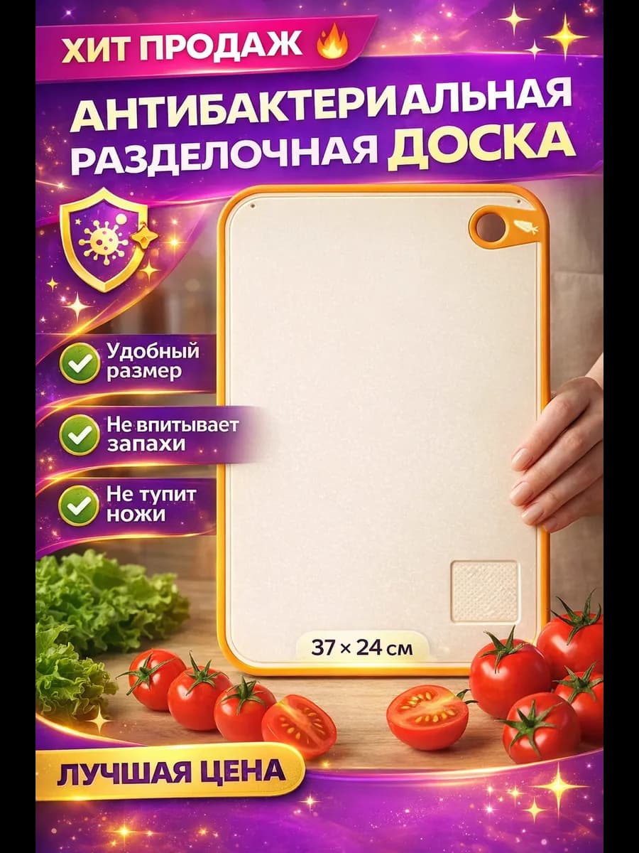 Антибактериальная разделочная доска 37 на 24