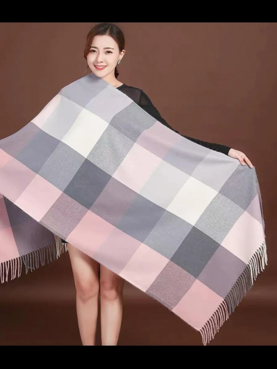 Классическая шаль-плед из экологичного кашемира