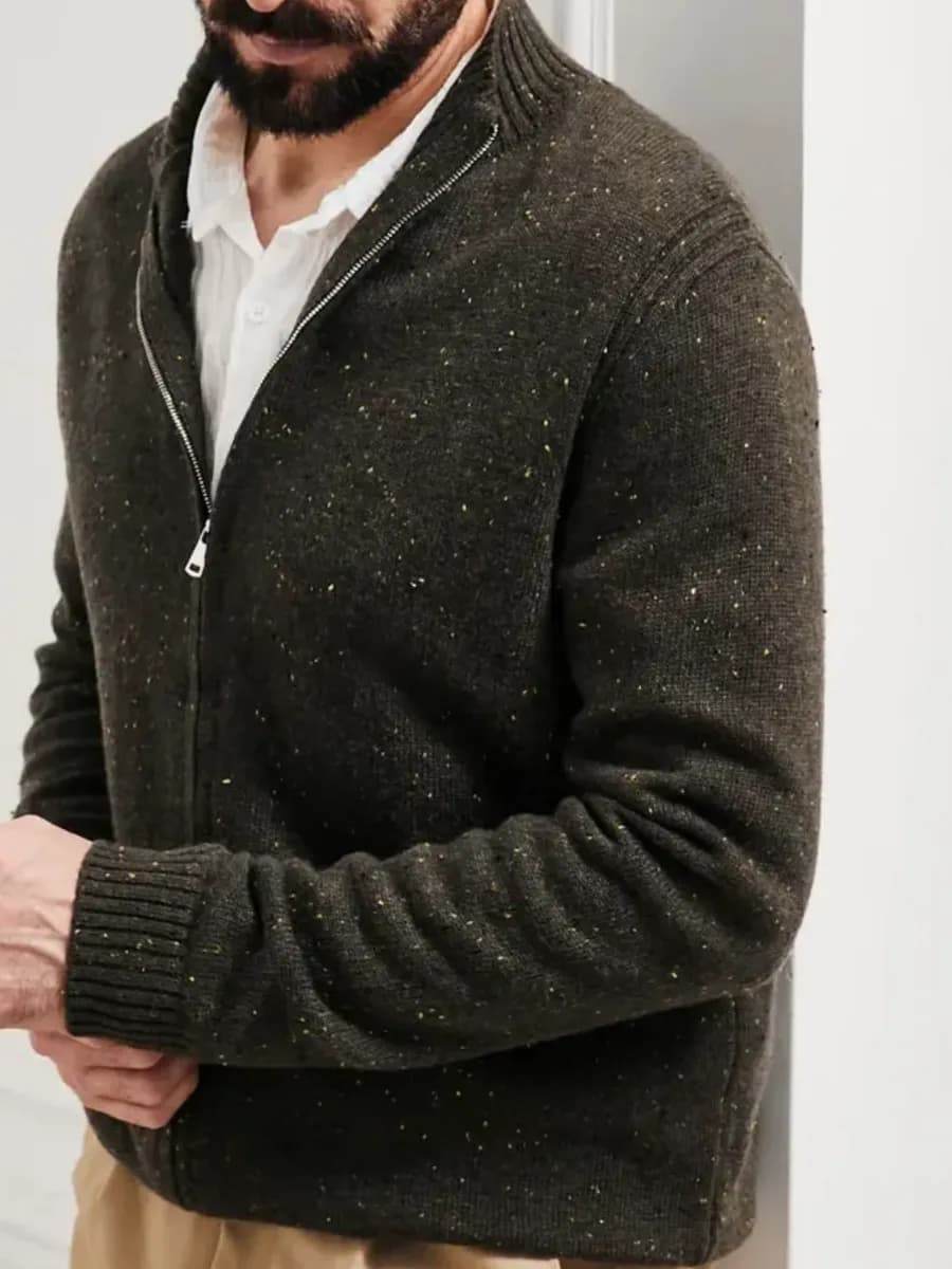 Свитер мужской на молнии шерстяной тонкий