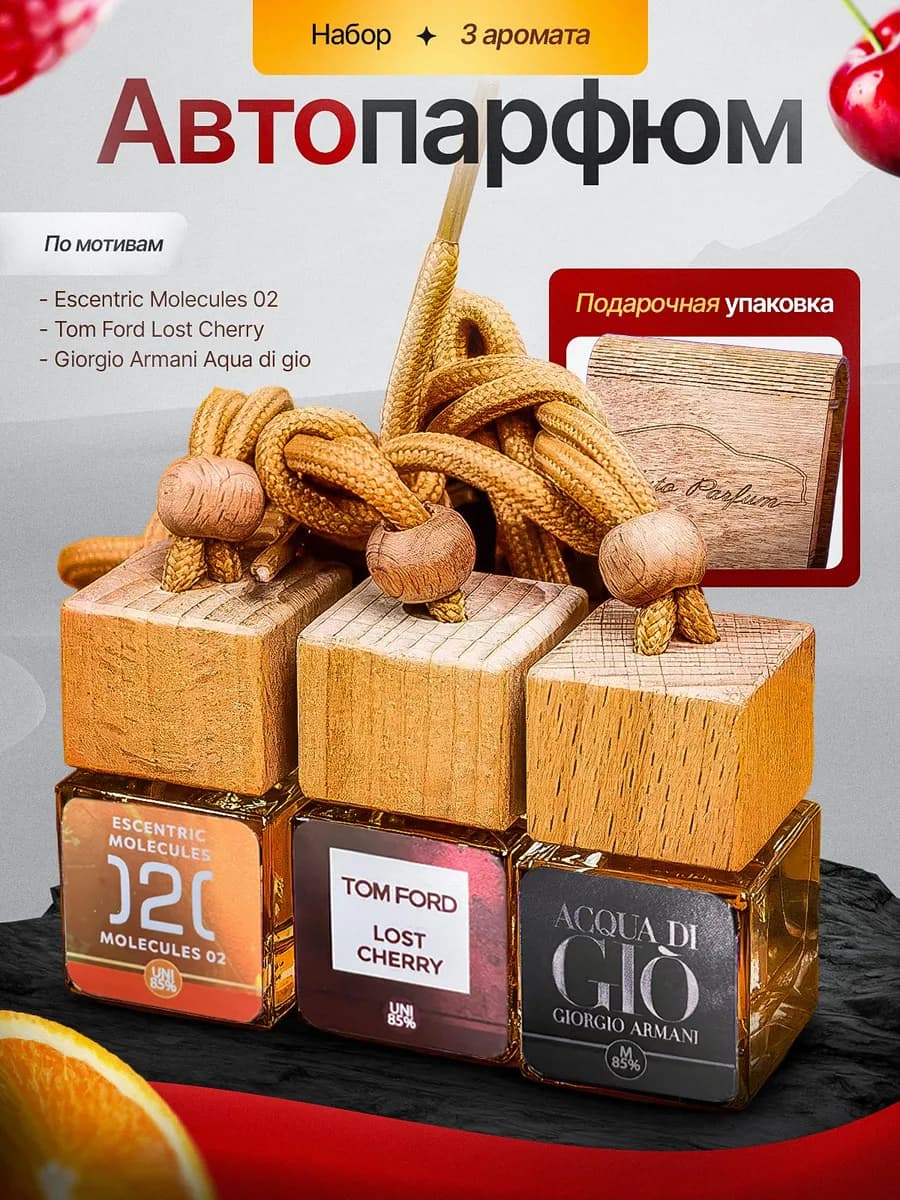 Автопарфюм ароматизатор в машину набор 3 шт - фото 1