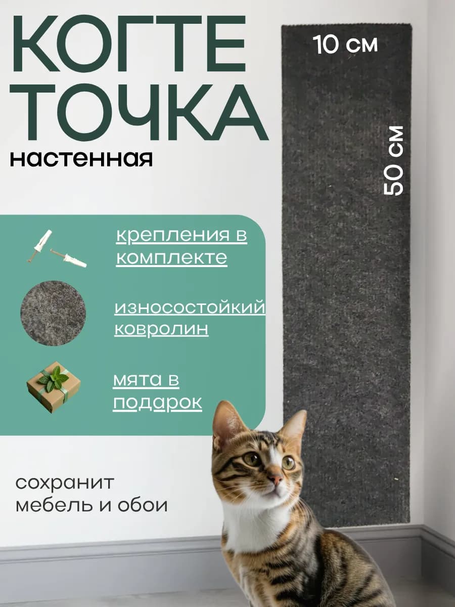 Когтеточка для кошки настенная 10*50см
