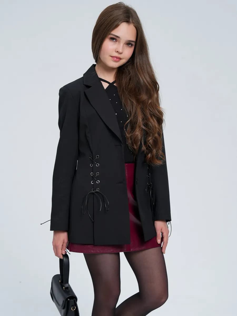 Пиджак школьный детский нарядный со шнуровкой - фото 1