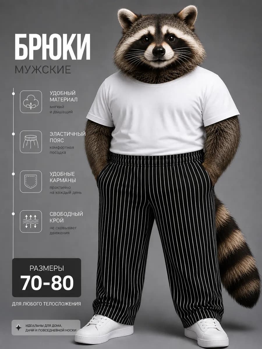Брюки пижамные больших размеров хлопок