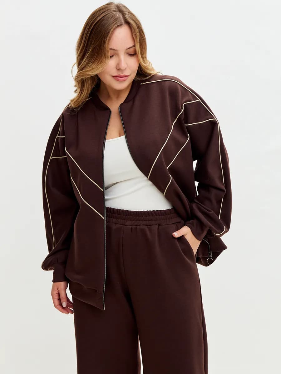 Спортивный костюм с бомбером больших размеров