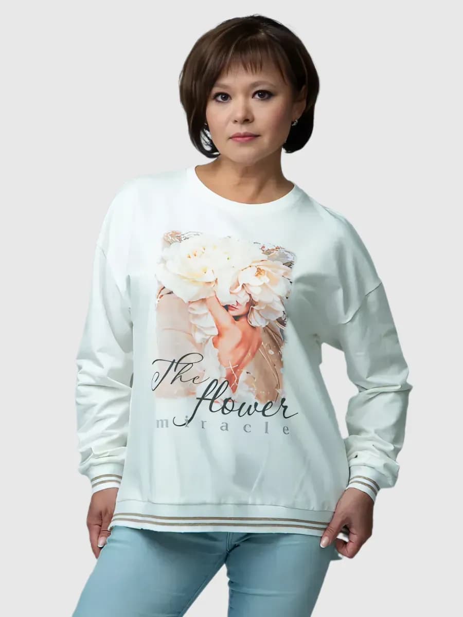 Свитшот трикотажный оверсайз с принтом