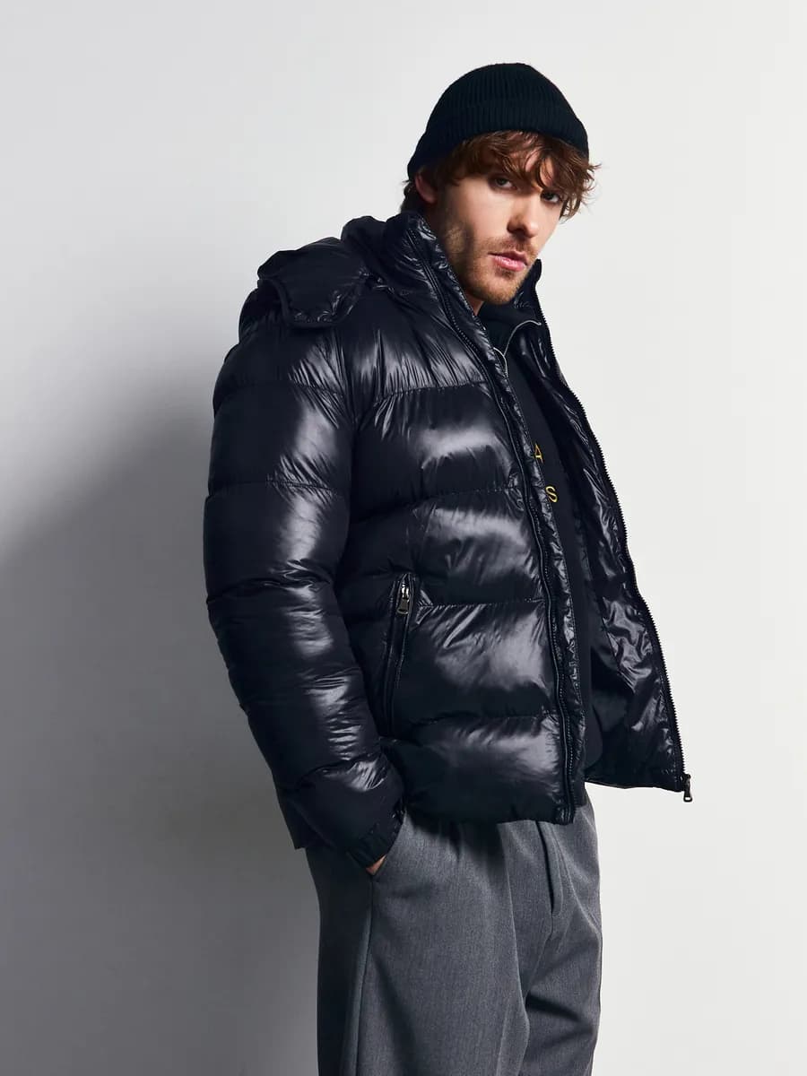 Куртка пуховик зимняя короткая дутая, с капюшоном, pinterest - фото 1