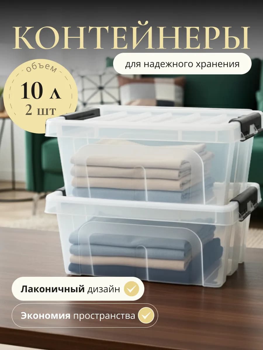 Пластиковый контейнер большой для хранения 10л