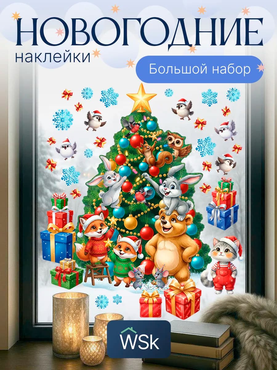 Новогодние наклейки набор универсальные украшения 2026 год - фото 1