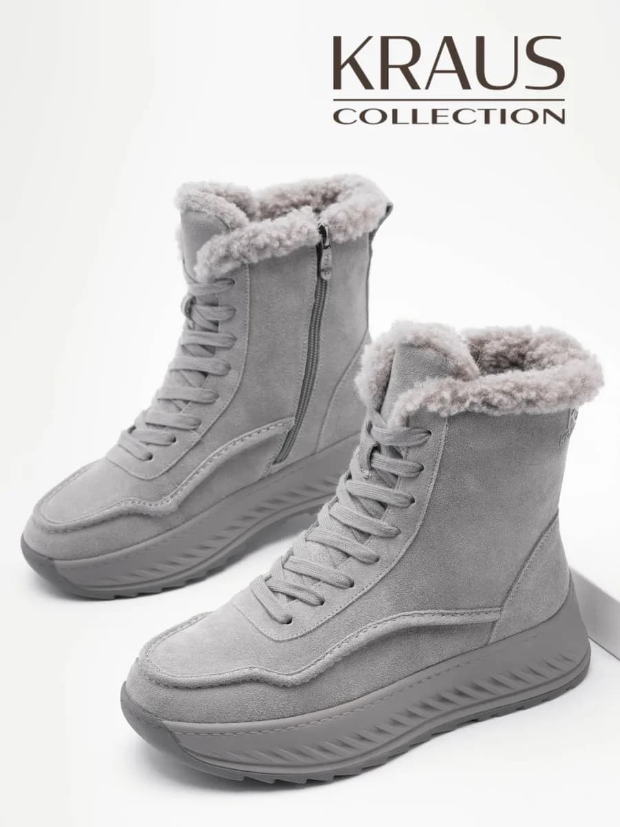 Зимние ботинки женские замшевые