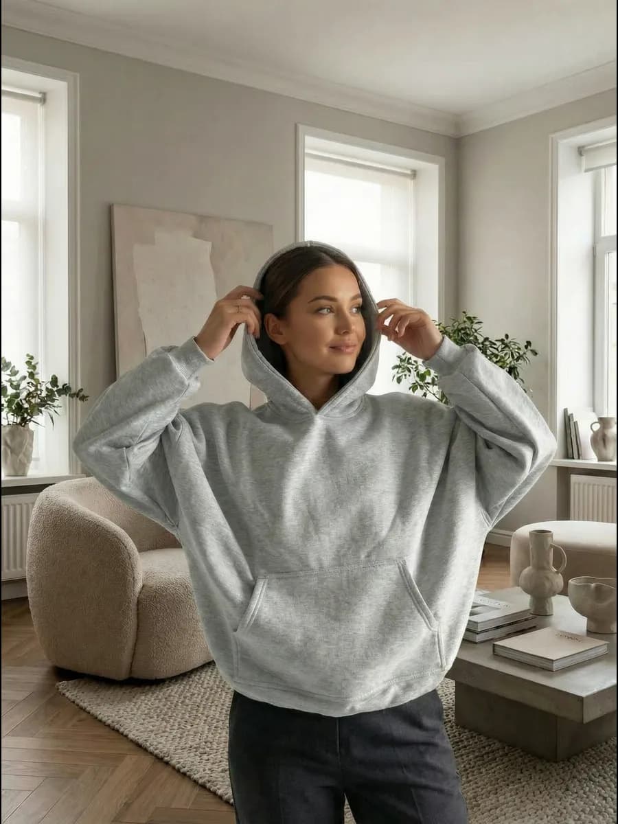 Худи серый оверсайз
