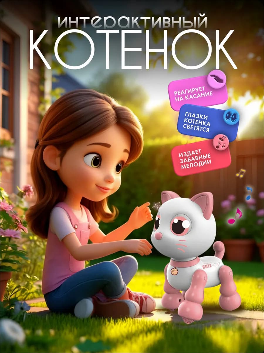 Робот котенок игрушка на батарейках