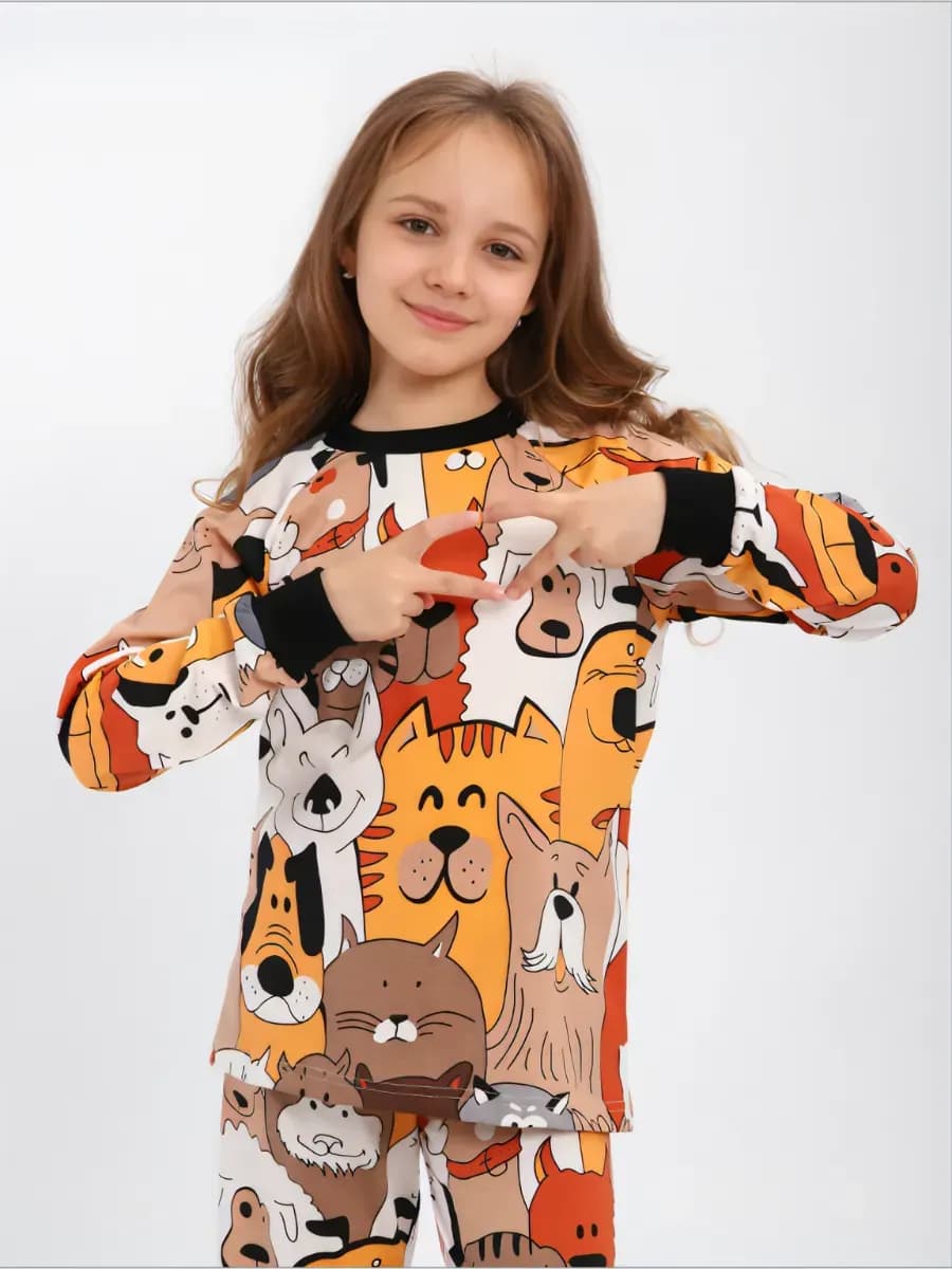 Легкая пижама с собаками для подростка