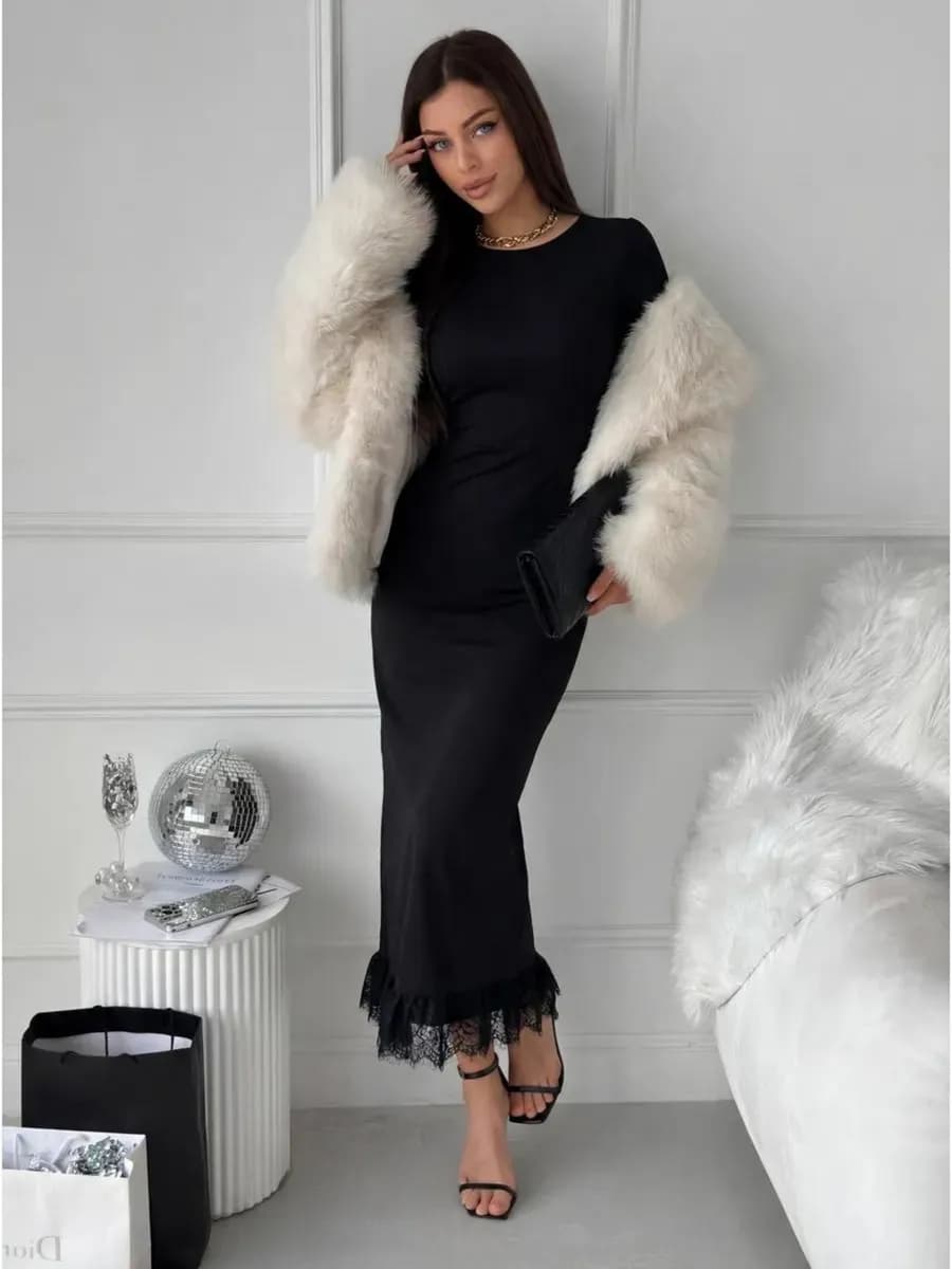 Платье гипюровое длинное