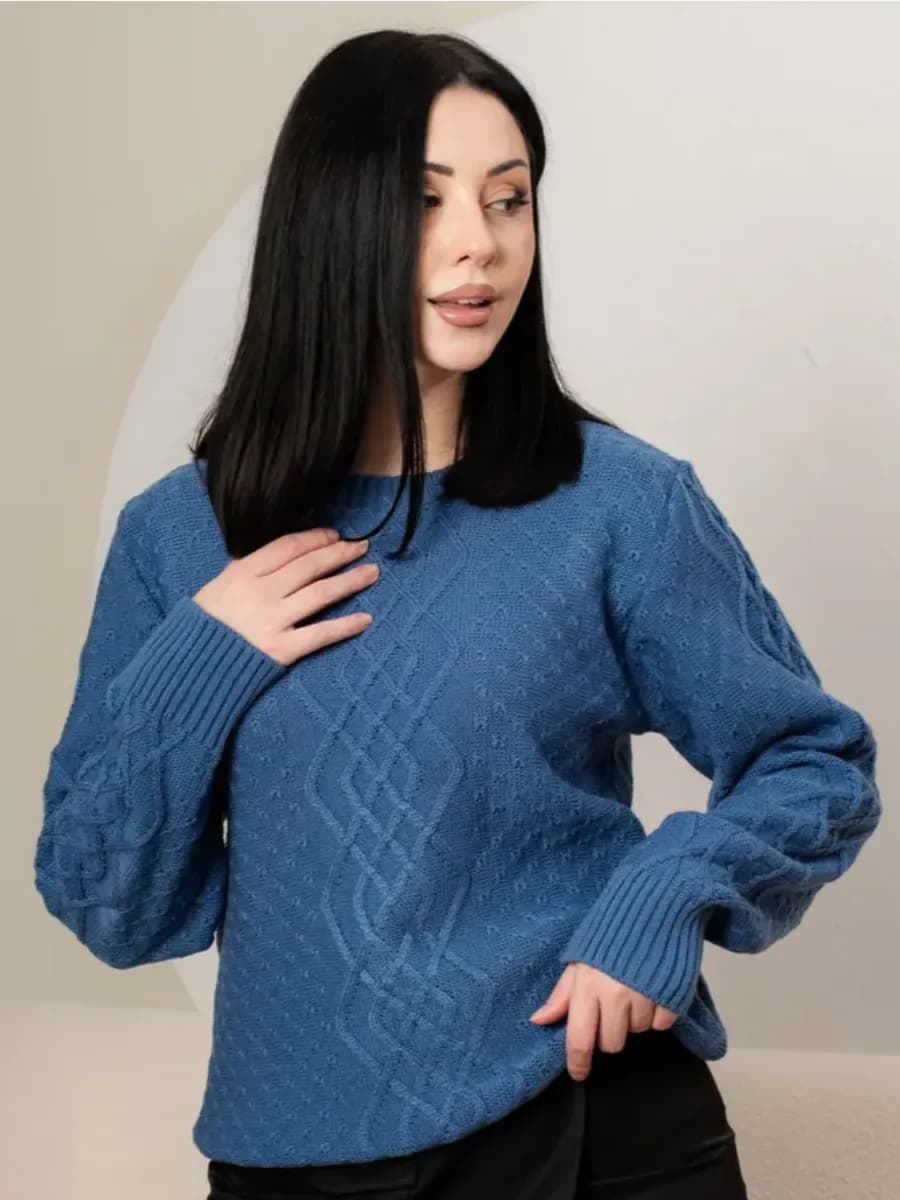 Свитер вязаный ажурный джемпер женский теплый нарядный